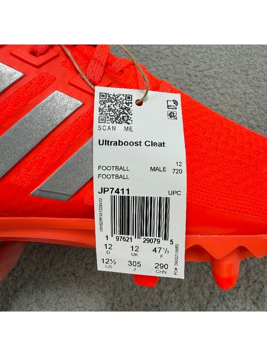 Adidas UltraBoost Cleats Mens 12.5 Shoes Solar Red Football Ultra Boost Sneakers main image 8